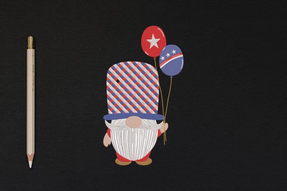 4th of July Gnome Embroidery Flag