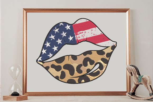 Lip USA Flag Embroidery Design