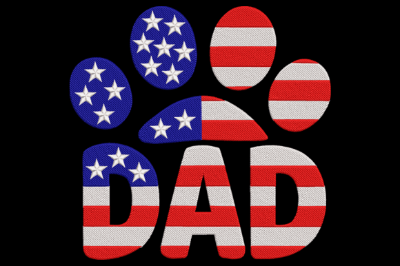 Patriotic Paw Dad Embroidery Design