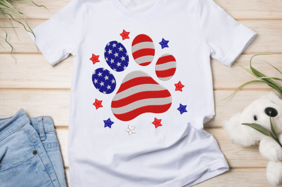 Patriotic Paw Embroidery Design